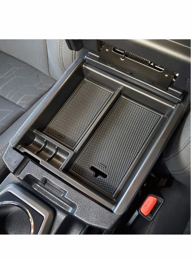 Center Console Accessory Organizer Compatible with Toyota Tacoma 2016 2017 2018 2019 2020 2021 2022 2023, ABS Material Armrest Box Insert Tray (Black Trim) - Image 1