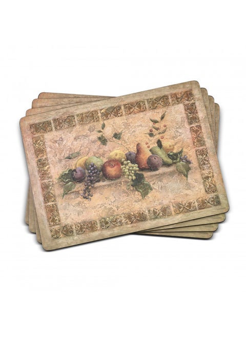 Pimpernel Tuscan Palette Collection Placemats | Set of 4 | Heat Resistant Mats | Cork-Backed Board | Hard Placemat Set for Dining Table | Measures 15.7 x 11.7