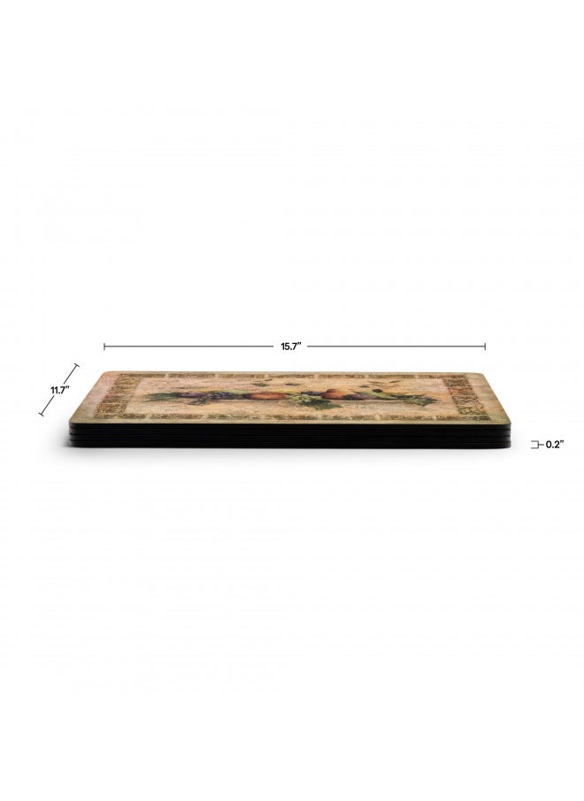Pimpernel Tuscan Palette Collection Placemats | Set of 4 | Heat Resistant Mats | Cork-Backed Board | Hard Placemat Set for Dining Table | Measures 15.7 x 11.7