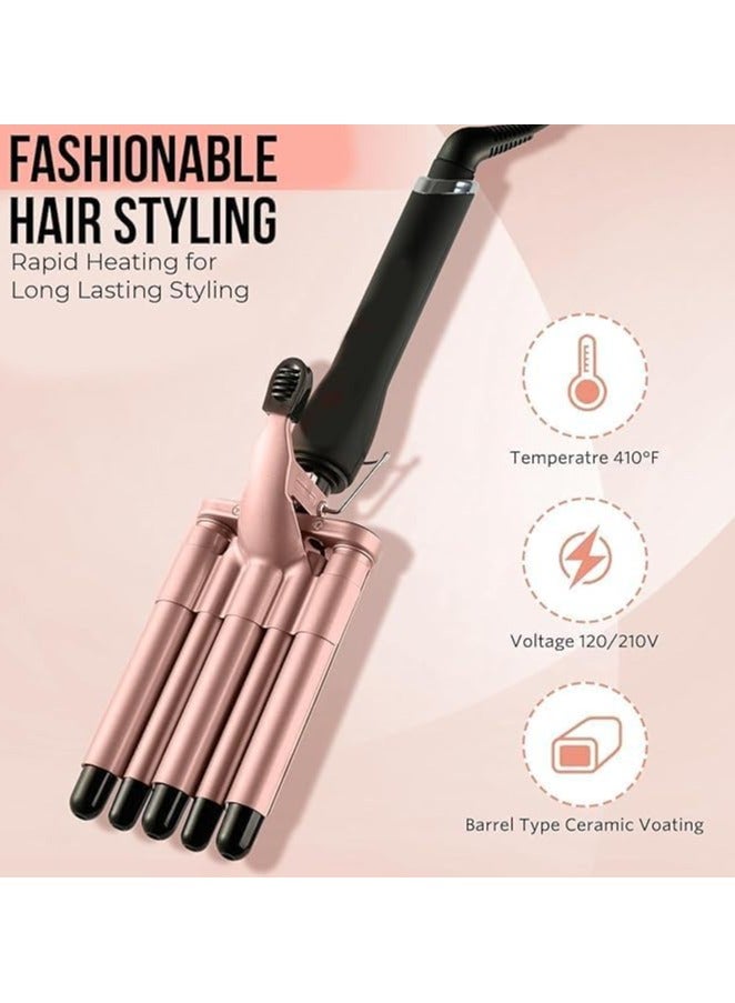 بيكاسيو مجموعة مكواة تجعيد الشعر 5 في 1، مكواة تجعيد الشعر، مجموعة عصا تجعيد الشعر، مكواة تجعيد الشعر بالتسخين الفوري، مكواة تجعيد الشعر ذات الأسطوانة الطويلة، مكواة تجعيد الشعر القابلة للتبديل - Image 2