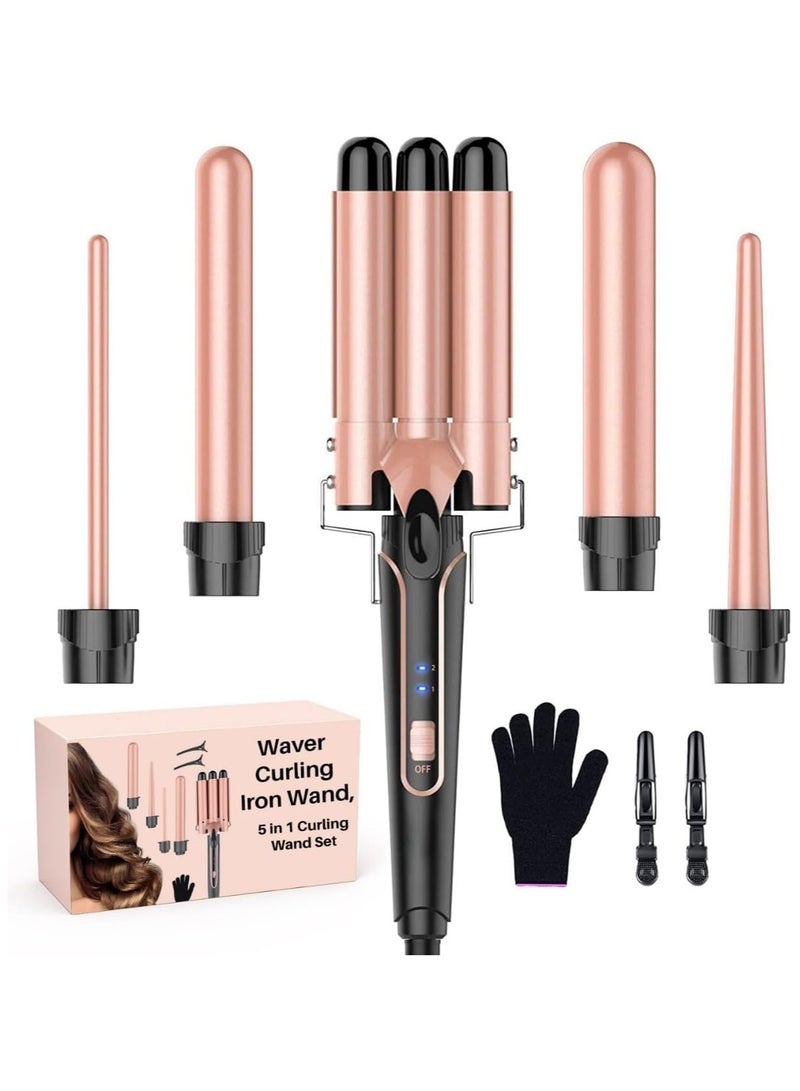 بيكاسيو مجموعة مكواة تجعيد الشعر 5 في 1، مكواة تجعيد الشعر، مجموعة عصا تجعيد الشعر، مكواة تجعيد الشعر بالتسخين الفوري، مكواة تجعيد الشعر ذات الأسطوانة الطويلة، مكواة تجعيد الشعر القابلة للتبديل - Image 1