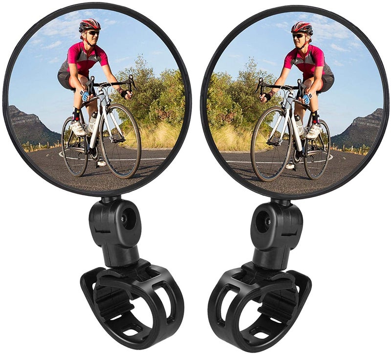 Linist Bicycle Mirror, Bicycle Cycling Rear View Safe Mirrors, Adjustable Rotatable Handlebars Mounted Plastic Convex Mirror for Cycle (1 Pair) - Image 1