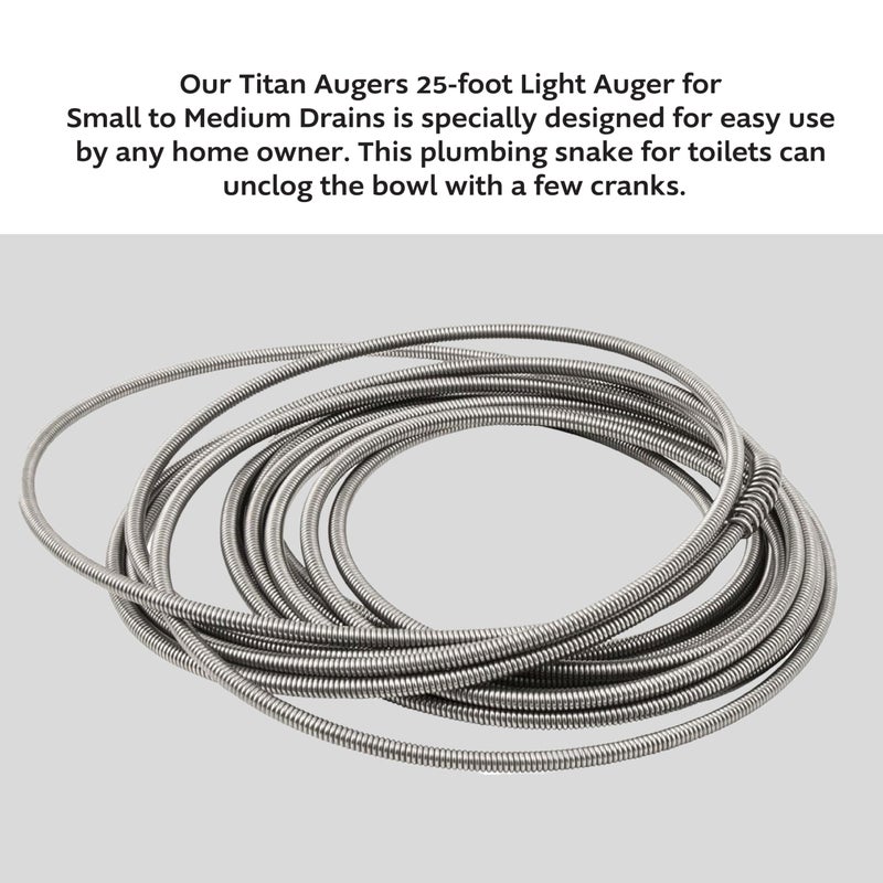 Plumb Craft .25-in. Diameter Steel 25-Foot Light Auger for Small to Medium Drains 7710025, Hand-Cranked Toilet Snake and Drain Clog Remover, Plumbing Snake for Toilets and 2-inch Wide Drains - Image 2