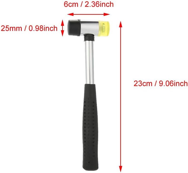 klarako Rubber Mallet, Double-Sided Rubber Hammer with Multi-Functional Handle, 25Mm Steel Head Jewelry Making Tool with Steel Handle - Image 1