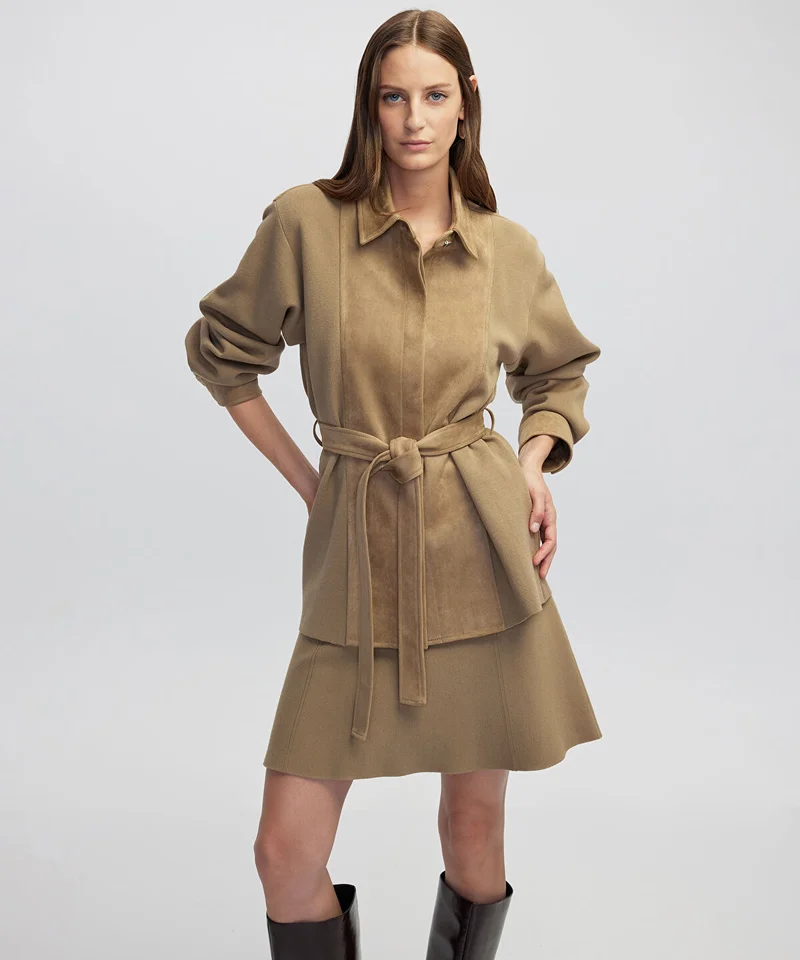 ابيكول Mixed Media Belted Jacket