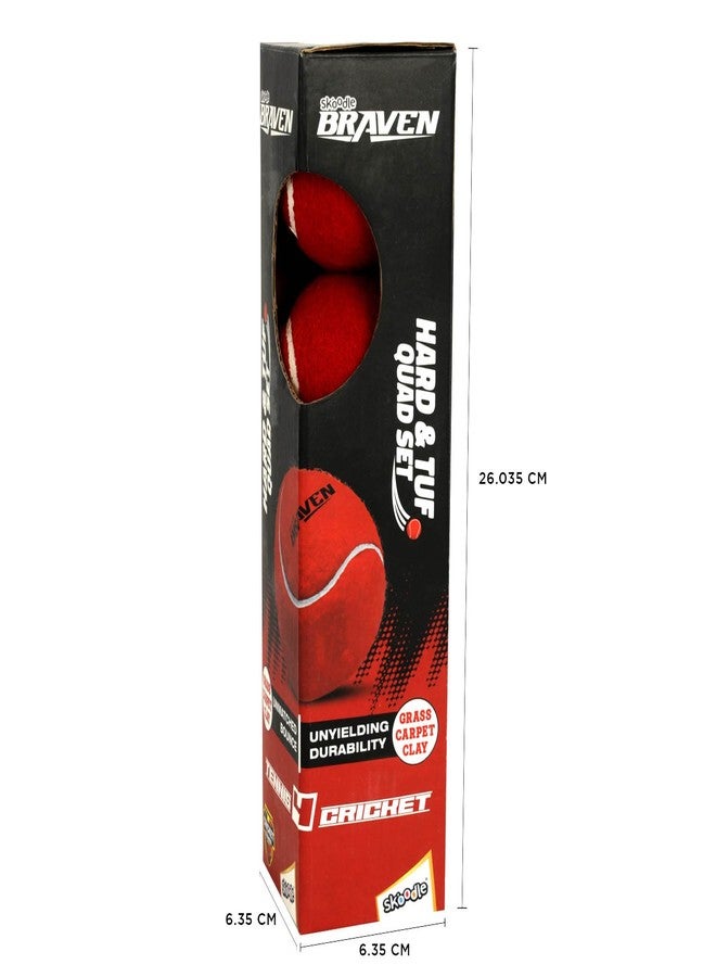SKOODLE Braven TENNIS4CRICKET Tennis Ball for Cricket Tournament Hard & Tuf Ball |Street Match Cricket Ball Tennis for Lawn Cricket|Soft Tennis Balls|(Set of 4) - Image 3
