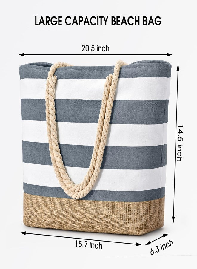 Becokan Beach Bags for Women Large Canvas Beach Tote Bag Beach Bags Waterproof Sandproof Swim Pool Bag Travel Essentials - Image 3