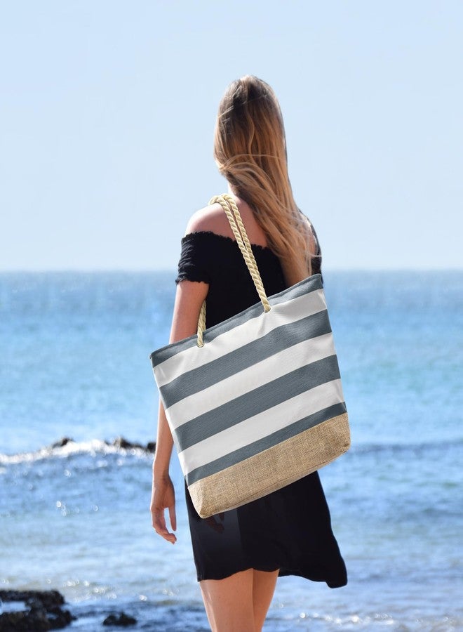 Becokan Beach Bags for Women Large Canvas Beach Tote Bag Beach Bags Waterproof Sandproof Swim Pool Bag Travel Essentials - Image 5