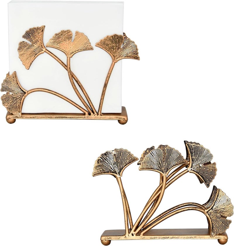 OwlGift Set of 2 Modern Ginkgo Leaves Design Napkin Holder for Tables Metal Paper Napkin Storage for Kitchen Stylish Paper Towel Dispenser Mail Letter Sorter Rack Document File Organizer  Bronze - Image 5