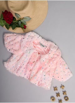 Stylo Bug Embellished Faux Fur Design Collared Shrug by Styli  - Image 1