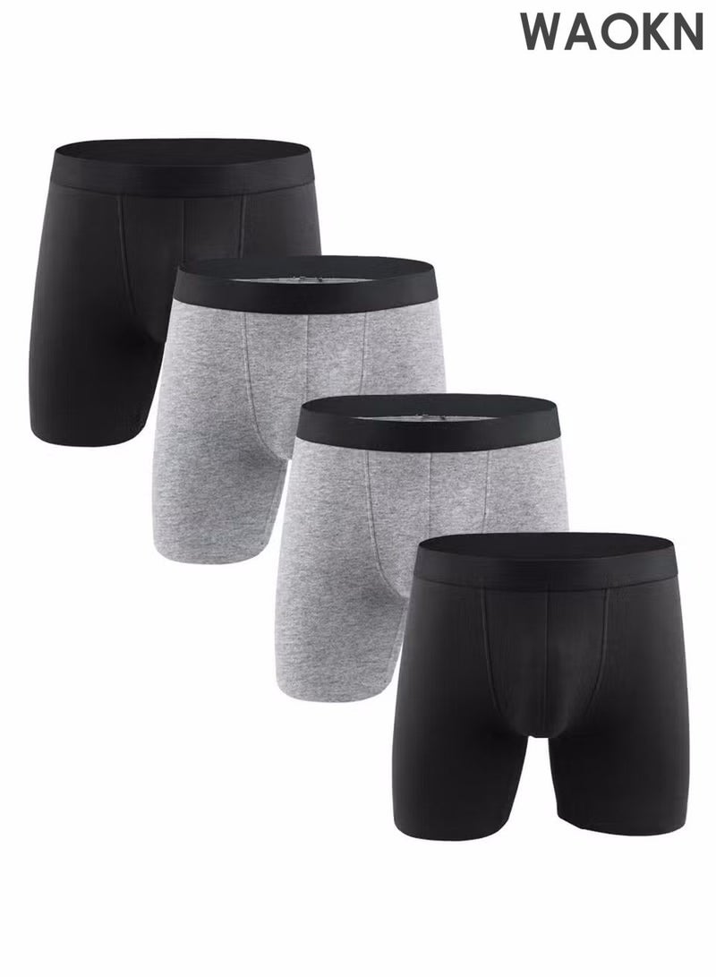 WAOKN 4 Pack Over Size Men's Underwear Modal Flat Corner Pants, Extended Fitness Underwear, Breathable and Non stuffy Fashion Anti-Chafing Stretch Cotton, Breathable Stretch Cotton Moisture-Wicking Underwear - Image 1