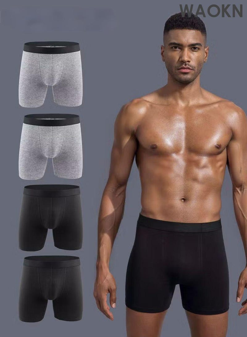 WAOKN 4 Pack Over Size Men's Underwear Modal Flat Corner Pants, Extended Fitness Underwear, Breathable and Non stuffy Fashion Anti-Chafing Stretch Cotton, Breathable Stretch Cotton Moisture-Wicking Underwear - Image 4