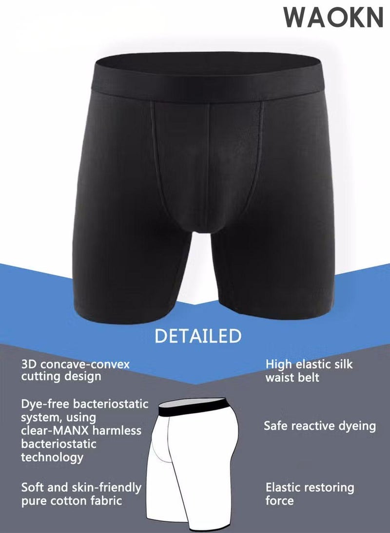WAOKN 4 Pack Over Size Men's Underwear Modal Flat Corner Pants, Extended Fitness Underwear, Breathable and Non stuffy Fashion Anti-Chafing Stretch Cotton, Breathable Stretch Cotton Moisture-Wicking Underwear - Image 2