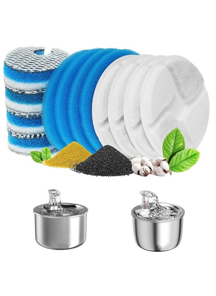 Furtey - Stainless Steel Cat Water Fountain Filters 4 Pack Cat Fountain Filter Replacement 3 Triple Filtration System Activated Carbon Filters for 67oz/2L Automatic Pet Fountain Filter White - Image 1