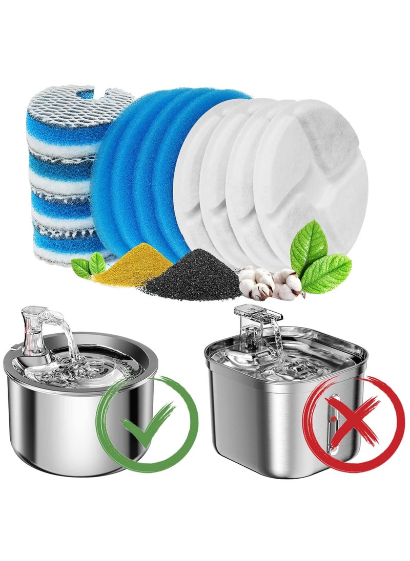 Furtey - Stainless Steel Cat Water Fountain Filters 4 Pack Cat Fountain Filter Replacement 3 Triple Filtration System Activated Carbon Filters for 67oz/2L Automatic Pet Fountain Filter White - Image 1