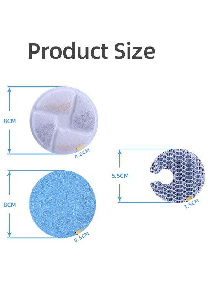Furtey - Stainless Steel Cat Water Fountain Filters 4 Pack Cat Fountain Filter Replacement 3 Triple Filtration System Activated Carbon Filters for 67oz/2L Automatic Pet Fountain Filter White - Image 1