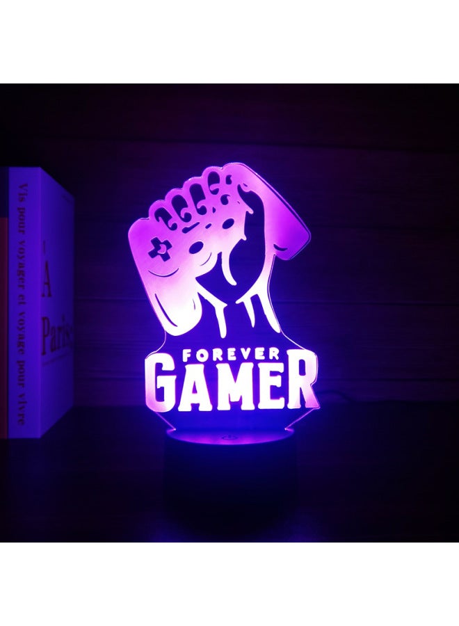 3D Night Light Game Handle Headset Series Creative Atmosphere USB Table Lamp Gift Lamp Gift XBOX-Color:Gamepad -7-Dimensions:White Base: Colorful + Touch - Image 1