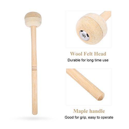 Dilwe Drum Mallet, Wool Felt Drum Stick Anti-slip Bass Drum Mallet Stick Indispensable Instrument Band Accessory (2Pcs) Beige - Image 2
