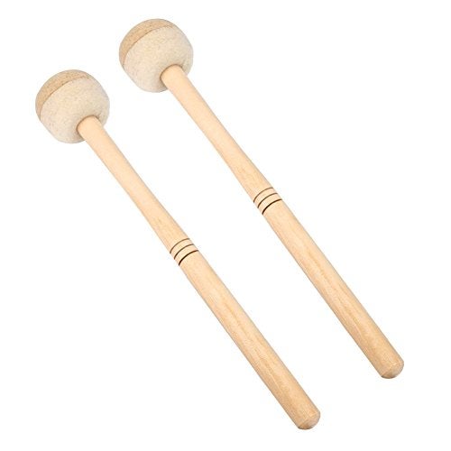 Dilwe Drum Mallet, Wool Felt Drum Stick Anti-slip Bass Drum Mallet Stick Indispensable Instrument Band Accessory (2Pcs) Beige - Image 1