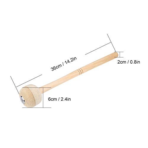 Dilwe Drum Mallet, Wool Felt Drum Stick Anti-slip Bass Drum Mallet Stick Indispensable Instrument Band Accessory (2Pcs) Beige - Image 3