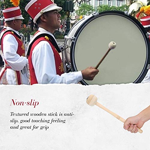 Dilwe Drum Mallet, Wool Felt Drum Stick Anti-slip Bass Drum Mallet Stick Indispensable Instrument Band Accessory (2Pcs) Beige - Image 5