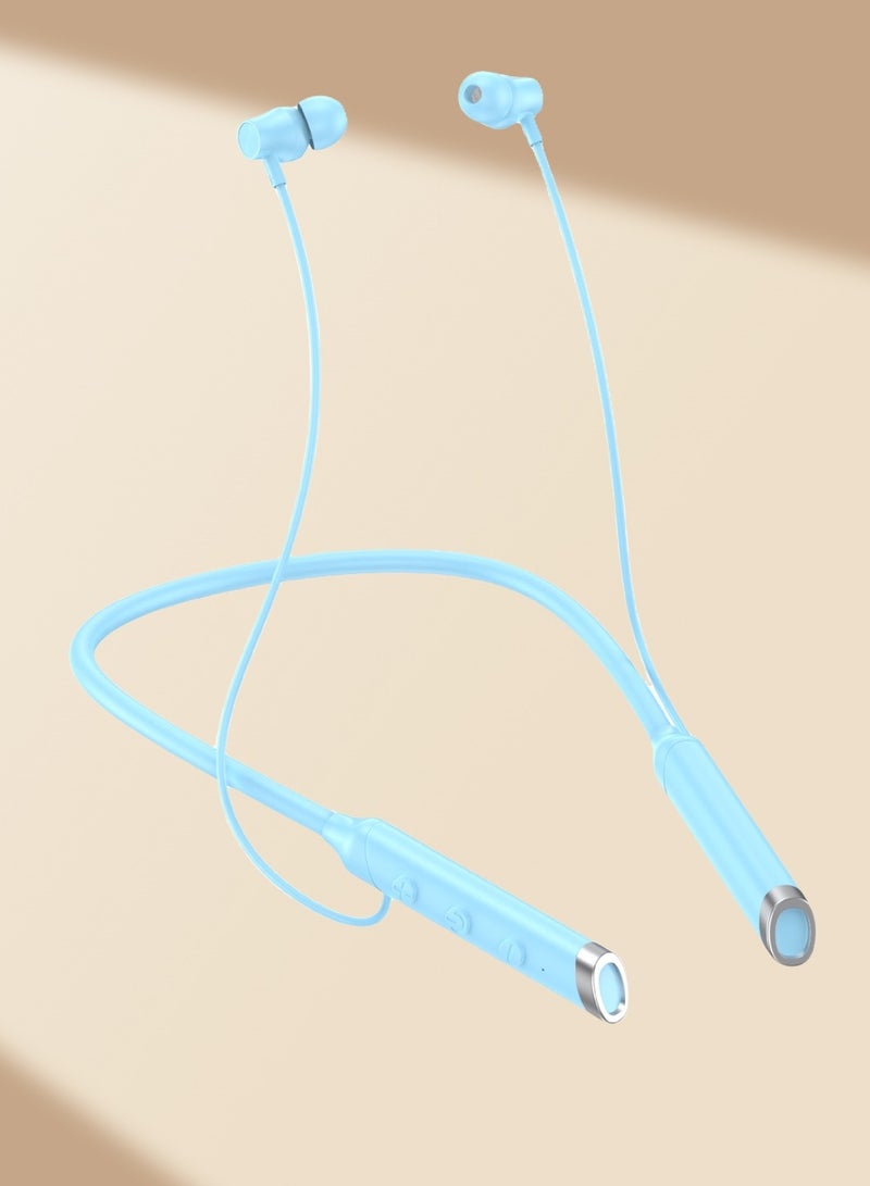 New A58 Hanging Neck Bluetooth Headset In-ear Neck Hanging Long Standby With Magnetic Suction Earphone Blue Headphones  - Image 1