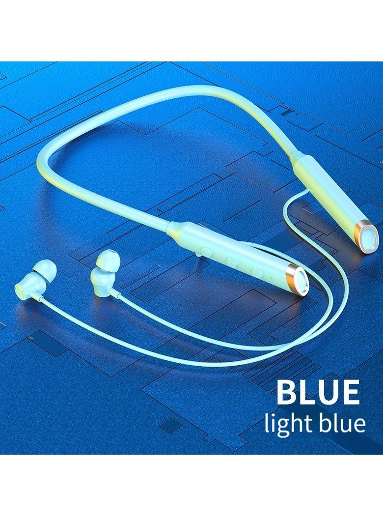 New A58 Hanging Neck Bluetooth Headset In-ear Neck Hanging Long Standby With Magnetic Suction Earphone Blue Headphones  - Image 5