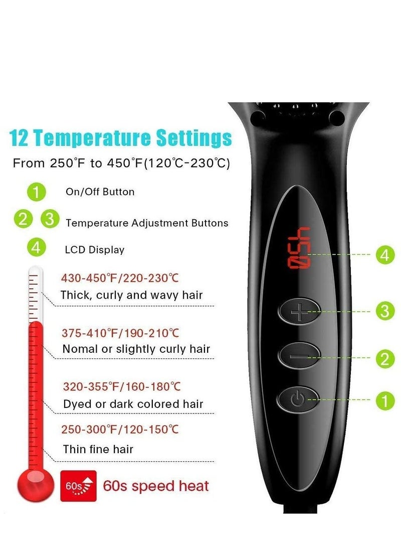 Generic - Ionic Hair Straightening Brush,with Anti-Scald and Auto Temperature Lock, PTC Ceramic Hair Straightener Comb for Women,Multifunctional Hair Comb Beard Straightener Brush 3-in-1 for Men - Image 1