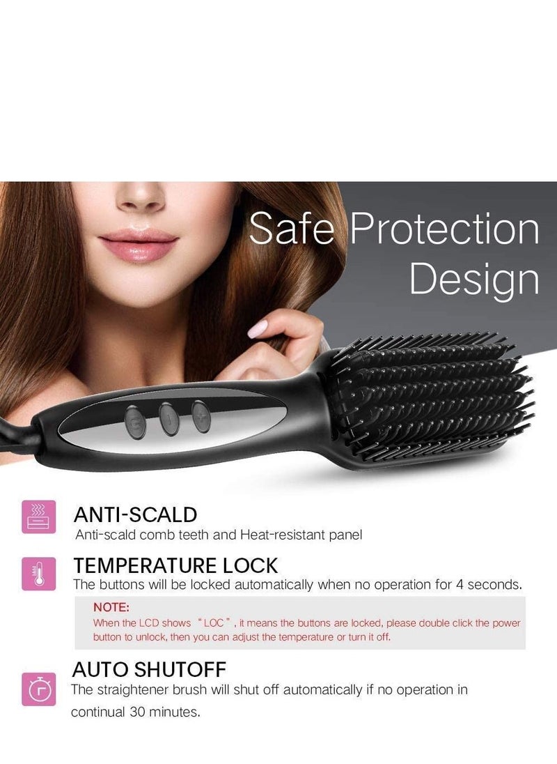 Generic - Ionic Hair Straightening Brush,with Anti-Scald and Auto Temperature Lock, PTC Ceramic Hair Straightener Comb for Women,Multifunctional Hair Comb Beard Straightener Brush 3-in-1 for Men - Image 1