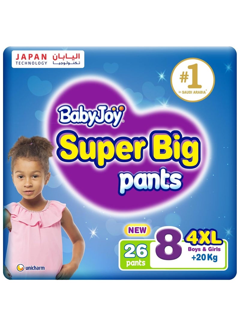 BabyJoy Super Big Pant Style Diapers, Size 8/4XL/+20kg, 26 Count