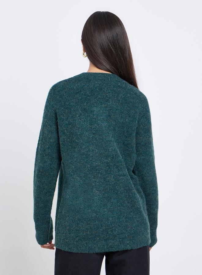 Styli Dark Green Oversized Longline V Neck Cardigan - Image 5