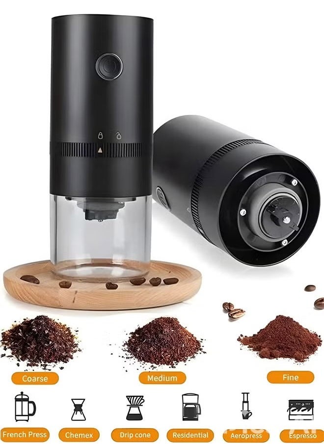 مطحنة قهوة كهربائية محمولة قابلة للشحن أسود USB C مع ماكينة صنع القهوة التركية 300 ml 400 W ST-1247 أسود