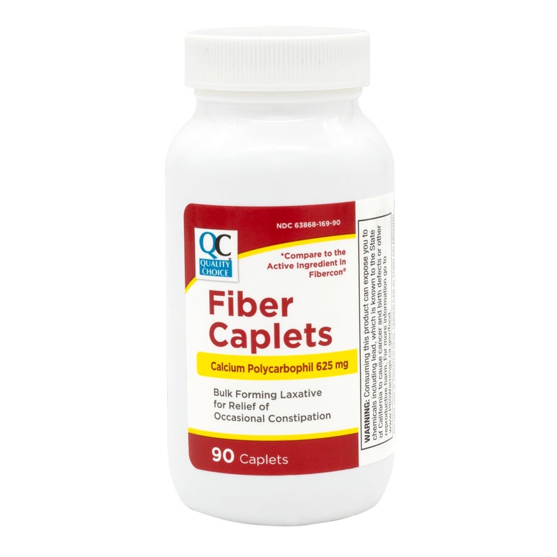 Quality Choice Quality Choice Fiber Therapy Caplets Safe and Comfortable Constipation Relief Without The Gas and Bloating Insolubale Fiber for Bowel Irregularity in a 90 Count Bottle of Caplets