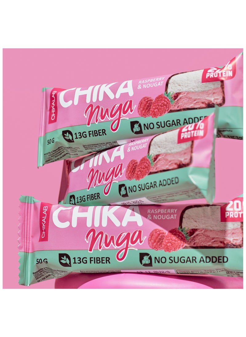Chikalab Chika Nuga Protein Bar with Raspberry and Nougat No Sugar Added 12x50g  - Image 3