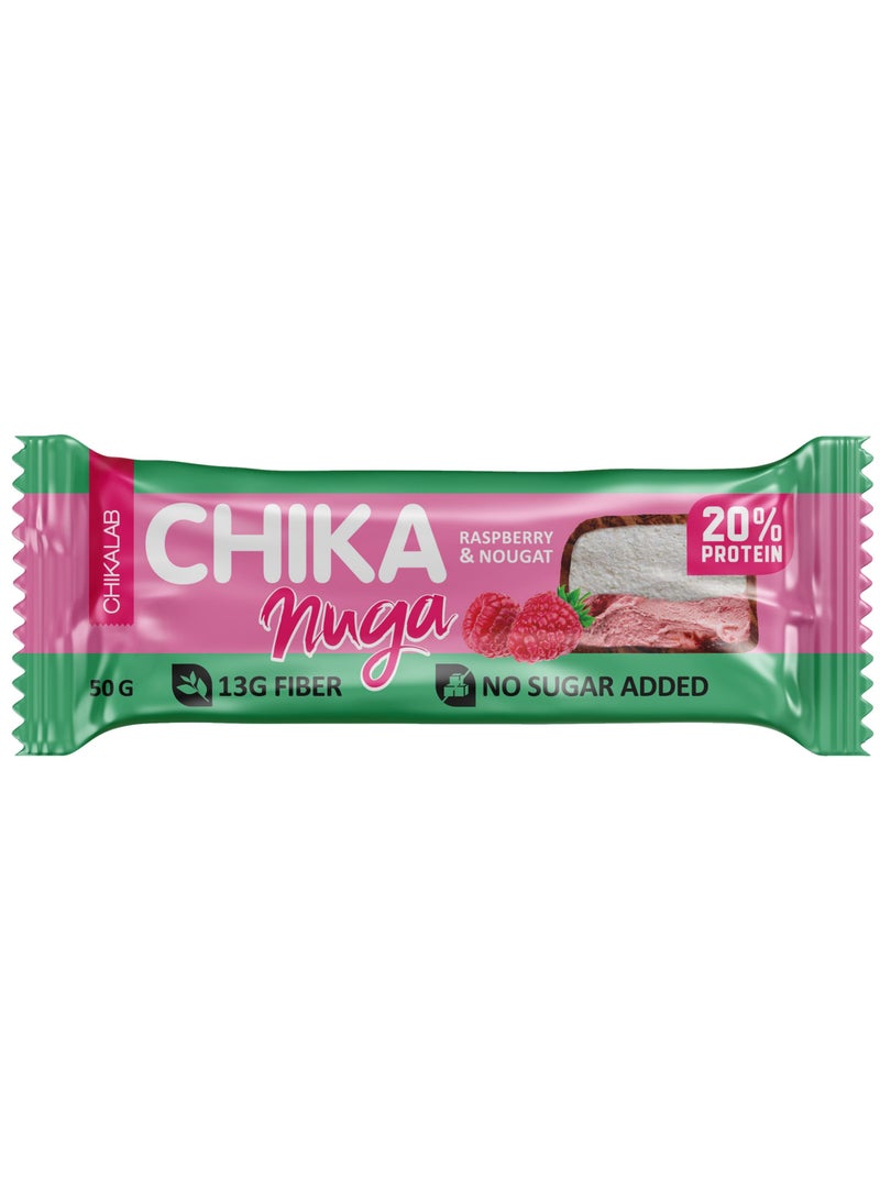 Chikalab Chika Nuga Protein Bar with Raspberry and Nougat No Sugar Added 12x50g - Image 2