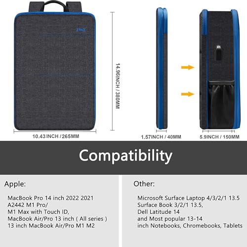 ZINZ Slim & Expandable Laptop Backpack Water Resistant Travel Backpack Compatible with MacBook Air/Pro 13-14 inch XPS 13 Surface 13.5" and Most 13-14 inch NoteBooks,B01BL01 - Image 2