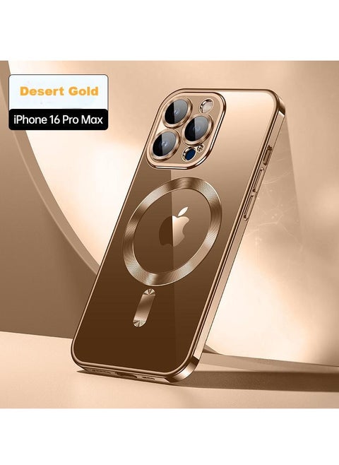 For iPhone 16 Pro Max Magnetic Clear Phoner Case Support MagSafe Charger Wireless Anti Scratch Shockproof Clear Four Corner Cushion Screen Protector Anti Dropping Full Body Protection Cover 【N52 Stronger Magnets】【Shockproof -Grade Protection】Anti-Yellow&Anti-Scratch, Ultra Slim, Desert Gold