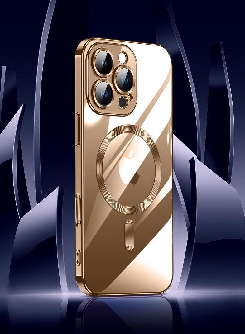 For iPhone 16 Pro Max Magnetic Clear Phoner Case Support MagSafe Charger Wireless Anti Scratch Shockproof Clear Four Corner Cushion Screen Protector Anti Dropping Full Body Protection Cover 【N52 Stronger Magnets】【Shockproof -Grade Protection】Anti-Yellow&Anti-Scratch, Ultra Slim, Desert Gold - Image 2