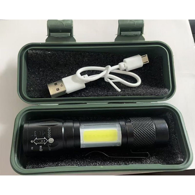 SMILING SHARK Mini Rechargeable Zoomable LED Flashlight with COB Side Light - Aluminum Alloy, USB Charging - Image 5