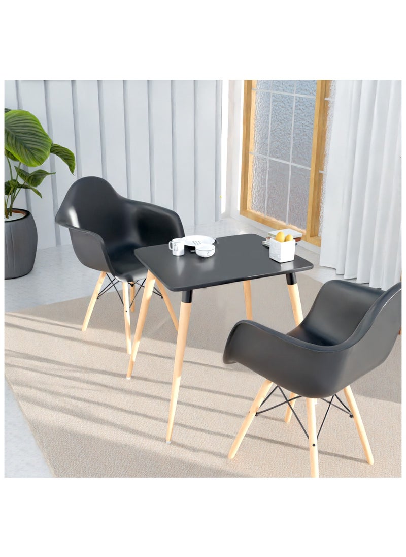 Mahmayi - Mahmayi Cenare Dining Set (Dining Table With 2 X Armchair) Black - Image 1