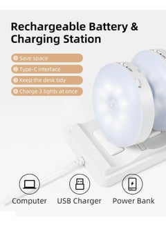 EZVALO EZVALO Rechargeable Motion Sensor Under Cabinet Multicolor LED Puck Lights (6 Pack) - ,1000mAh Rechargeable Puck Lights with Remote, 3 Color Temps & RGB Closet Lights, Dimmable Motion Sensor Lights for Shelf, Kitchen  - Image 2