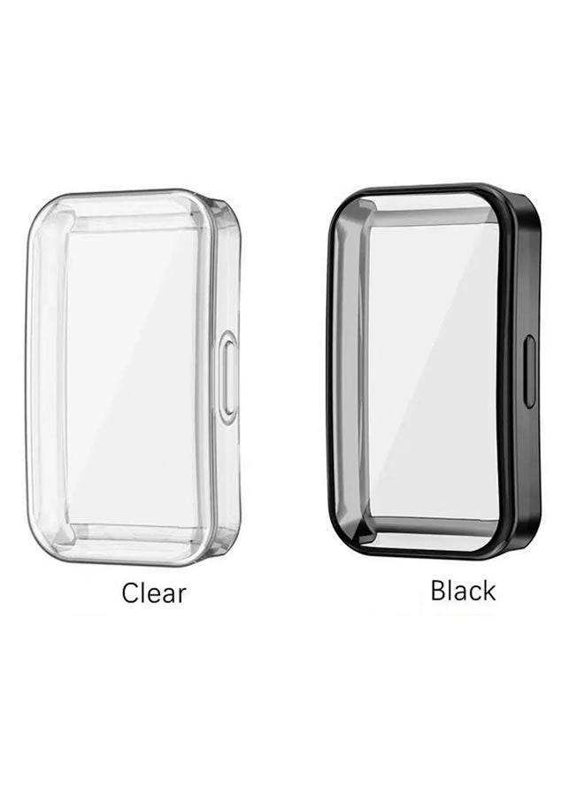 2 Pack Protective Case for Huawei Band 8/9/10 TPU Shockproof Screen Protector Cover Case Clear/Black - Image 1