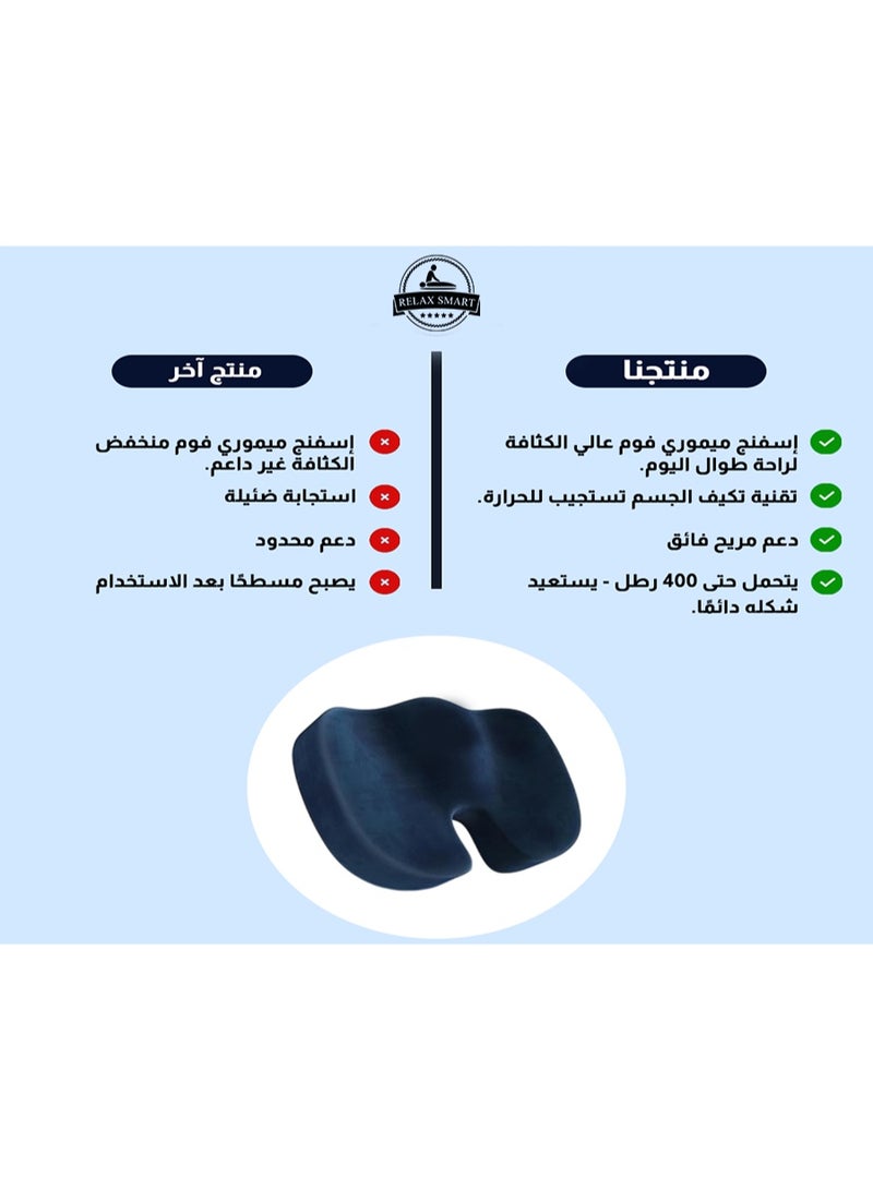 Relax Smart Coccyx Medical Orthopedic Memory Foam Seat Cushion – Velvet Black 35x30cm, Ergonomic Chair Pad for Tailbone, Lower Back Pain Relief & Posture Support, Ideal for Office, Car & Home - Image 3