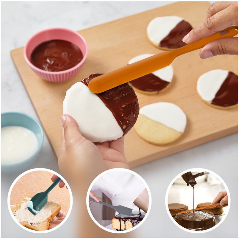 HOTEC Heat Resistant 600â„‰ BPA-Free Silicone Rubber Spatula Set for Baking, Cooking, and Mixing Non Stick Dishwasher Safe, Neutral Set of 5 - Image 3