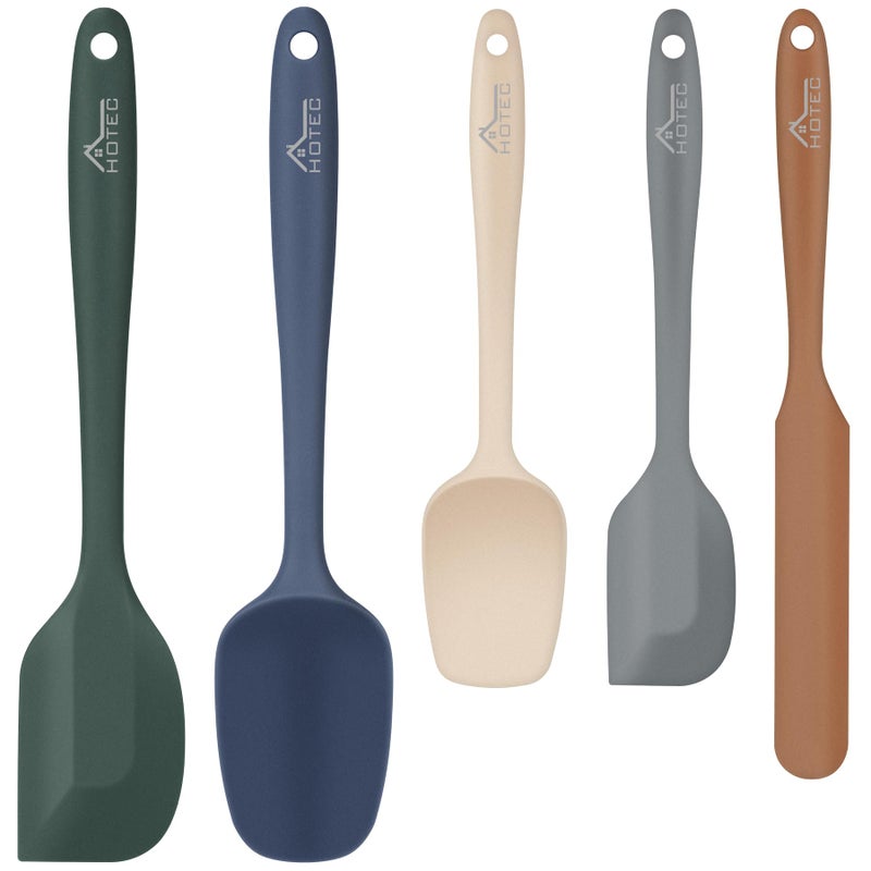 HOTEC Heat Resistant 600â„‰ BPA-Free Silicone Rubber Spatula Set for Baking, Cooking, and Mixing Non Stick Dishwasher Safe, Neutral Set of 5 - Image 1