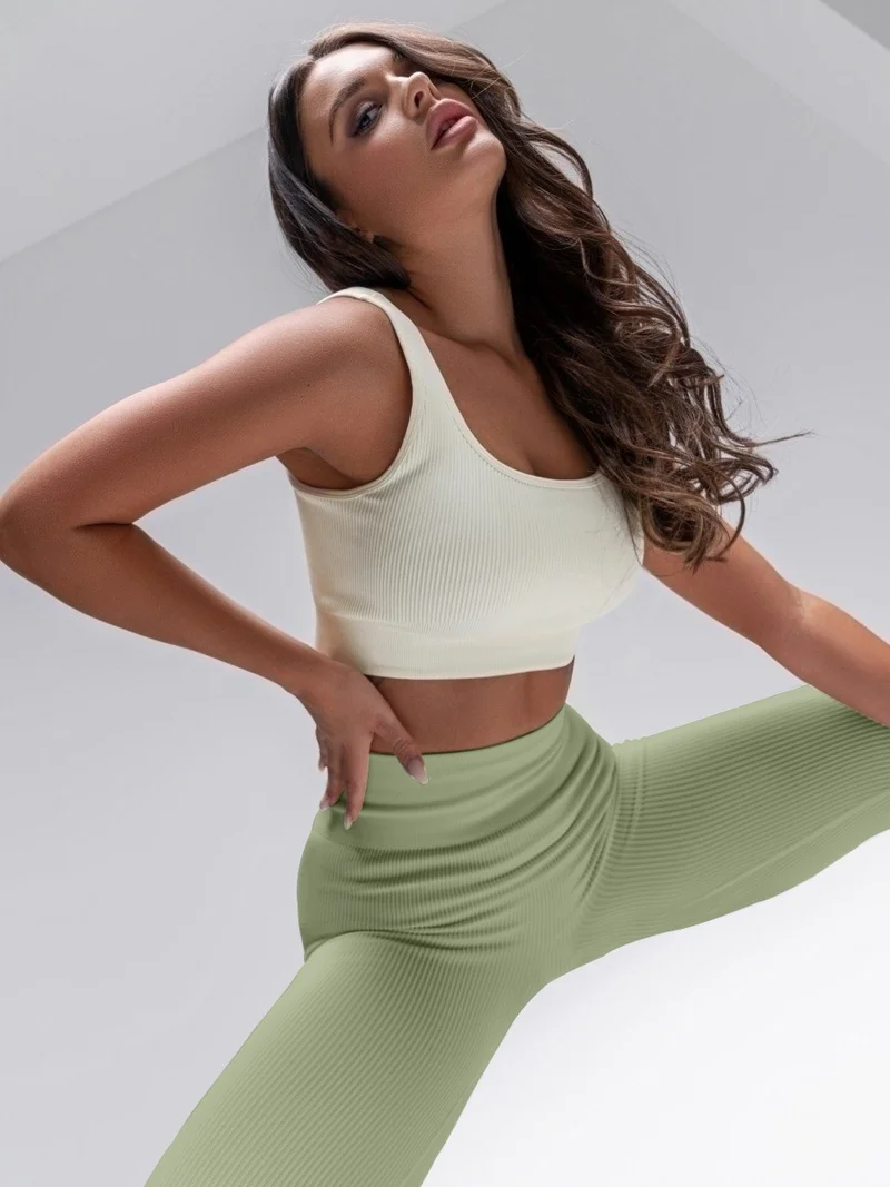 Mistirik Mystic Ribbed Leggings Seamless Compressor High Waist Khaki Color
