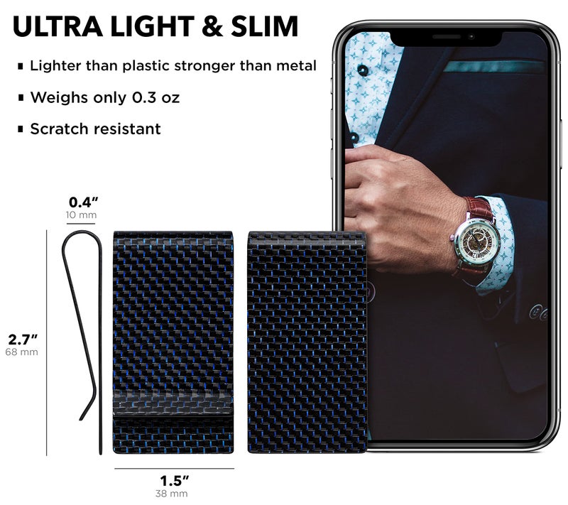 SERMAN BRANDS Carbon Fiber Money Clip for Men – Slim RFID Money Clip Wallet, Minimalist Front Pocket EDC Wallet Cash Holder & Credit Card Holder -100% Real Carbon Fiber Wallet - Image 5