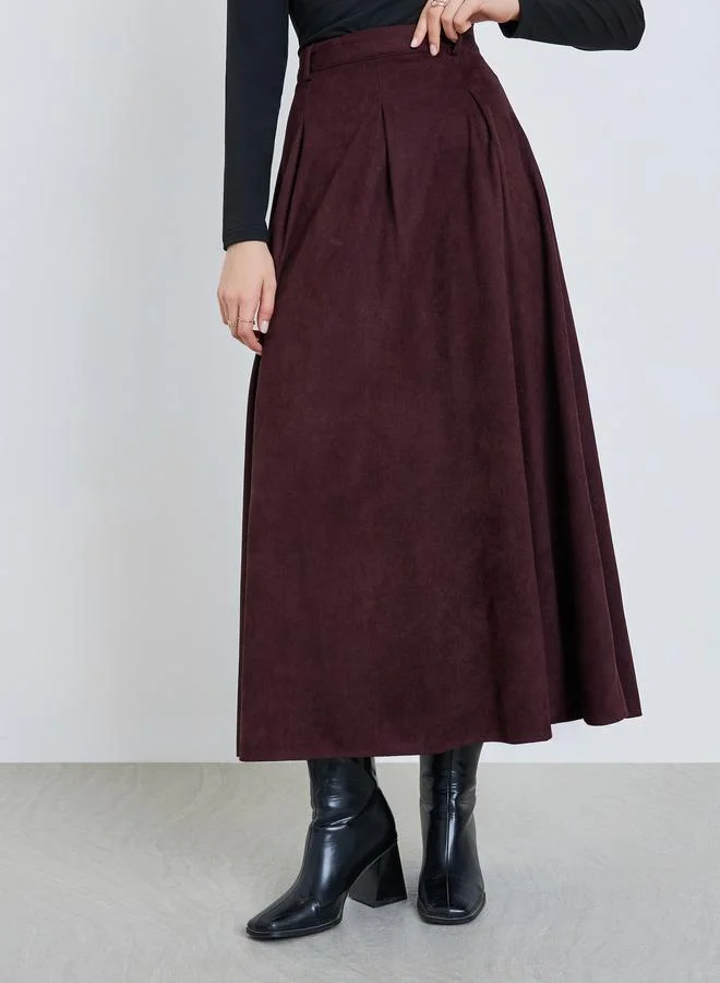 ستايلي تنورة ميدي سويدي بحافة واسعة