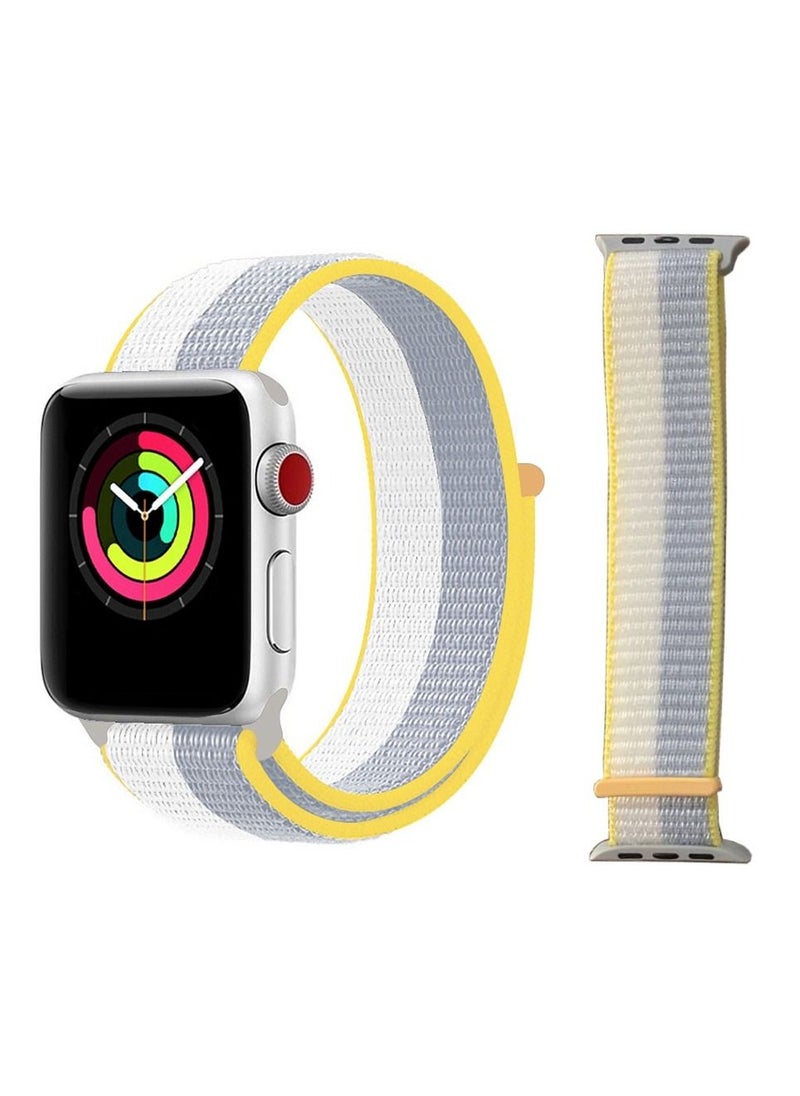 CATANES - Apple Watch 38mm 40mm 41mm Nylon Sport Loop Band Compatible with iWatch Series 7/SE/6/5/4/3/2/1 White/Grey - Image 1
