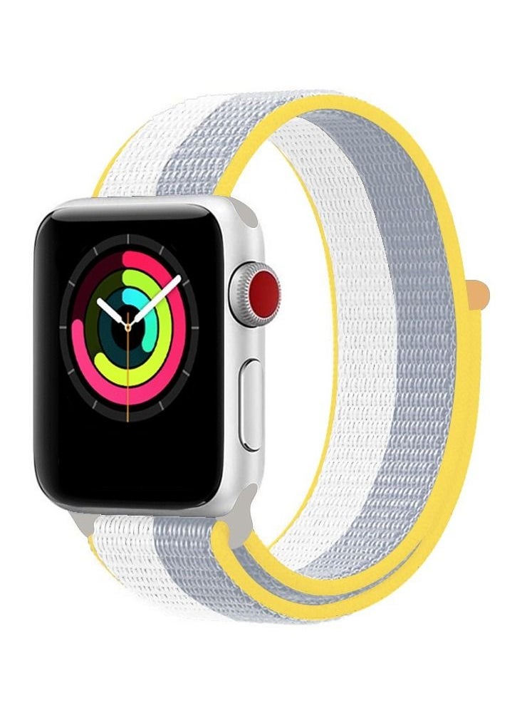 CATANES - Apple Watch 38mm 40mm 41mm Nylon Sport Loop Band Compatible with iWatch Series 7/SE/6/5/4/3/2/1 White/Grey - Image 1